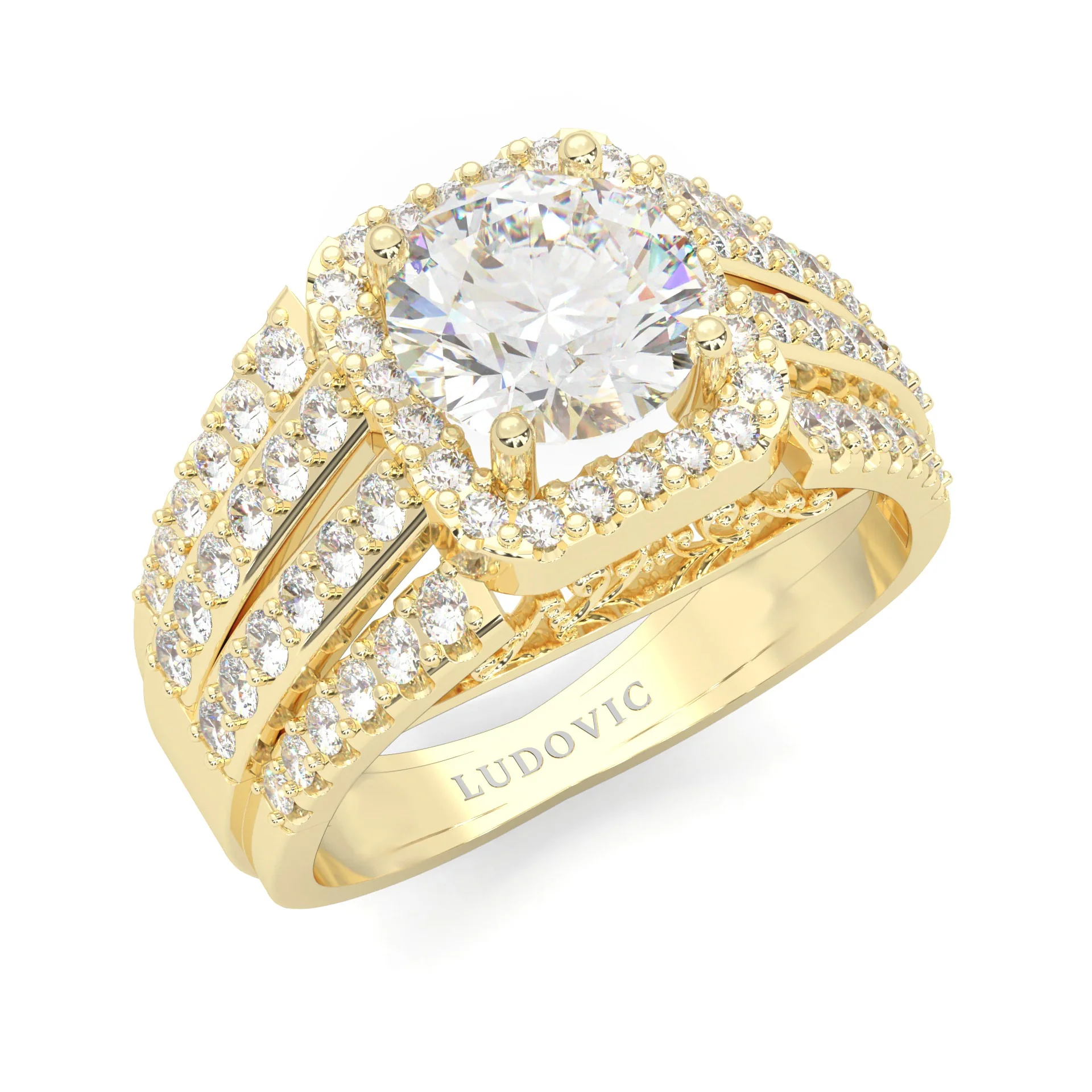 The Multi-Row Moissanite Engagement Ring ( Yellow Gold 14k) - Image 6