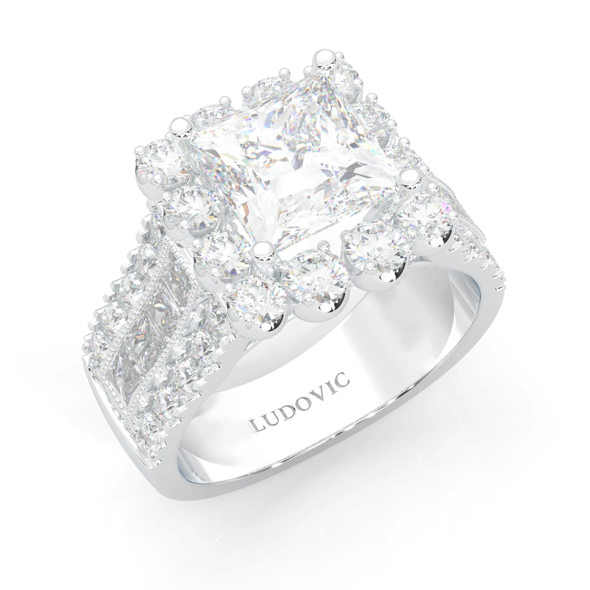 The Princess Halo Cluster Cocktail Ring (14k Solid Gold) - Image 4