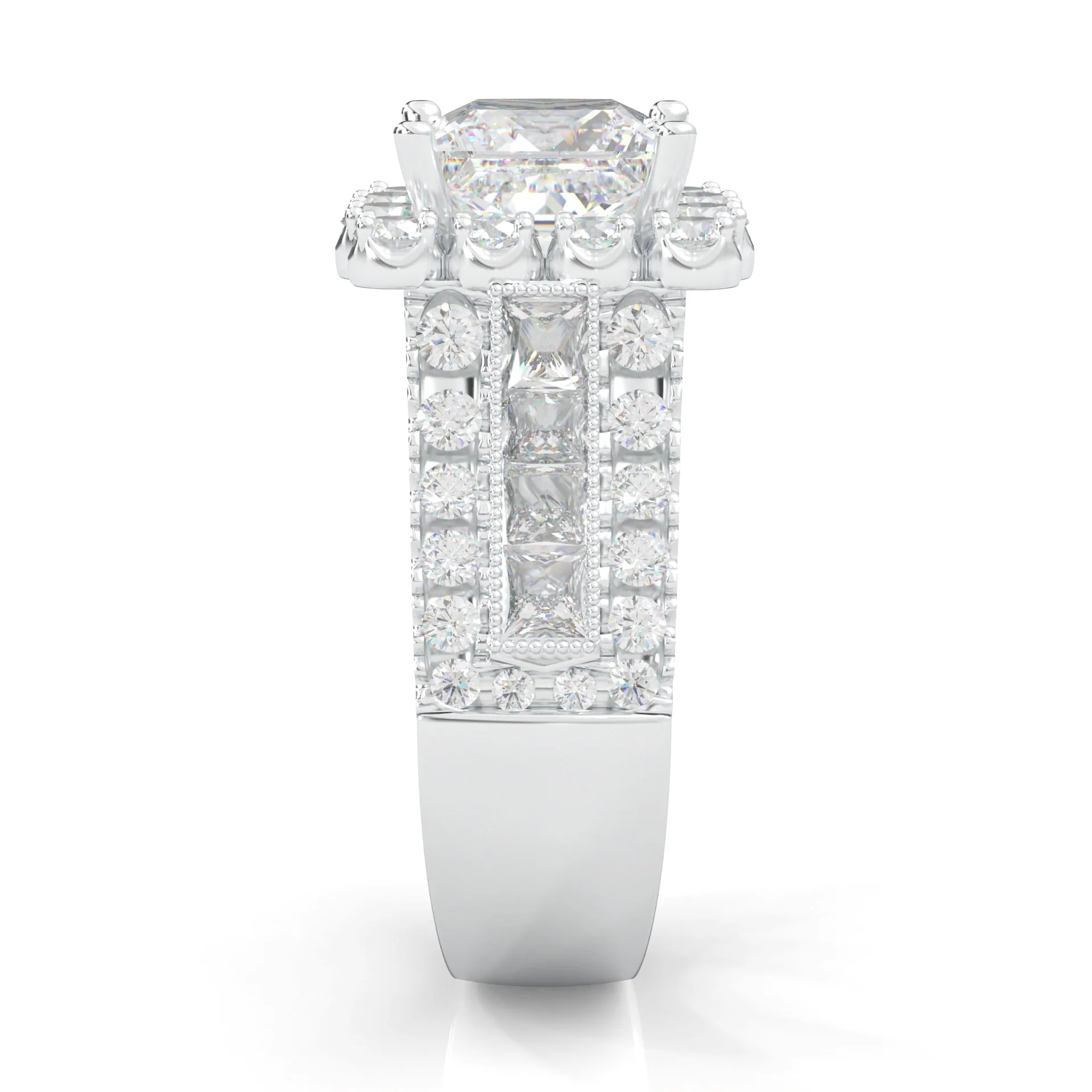 The Princess Halo Cluster Cocktail Ring Platinum-Plated Silver - Image 4