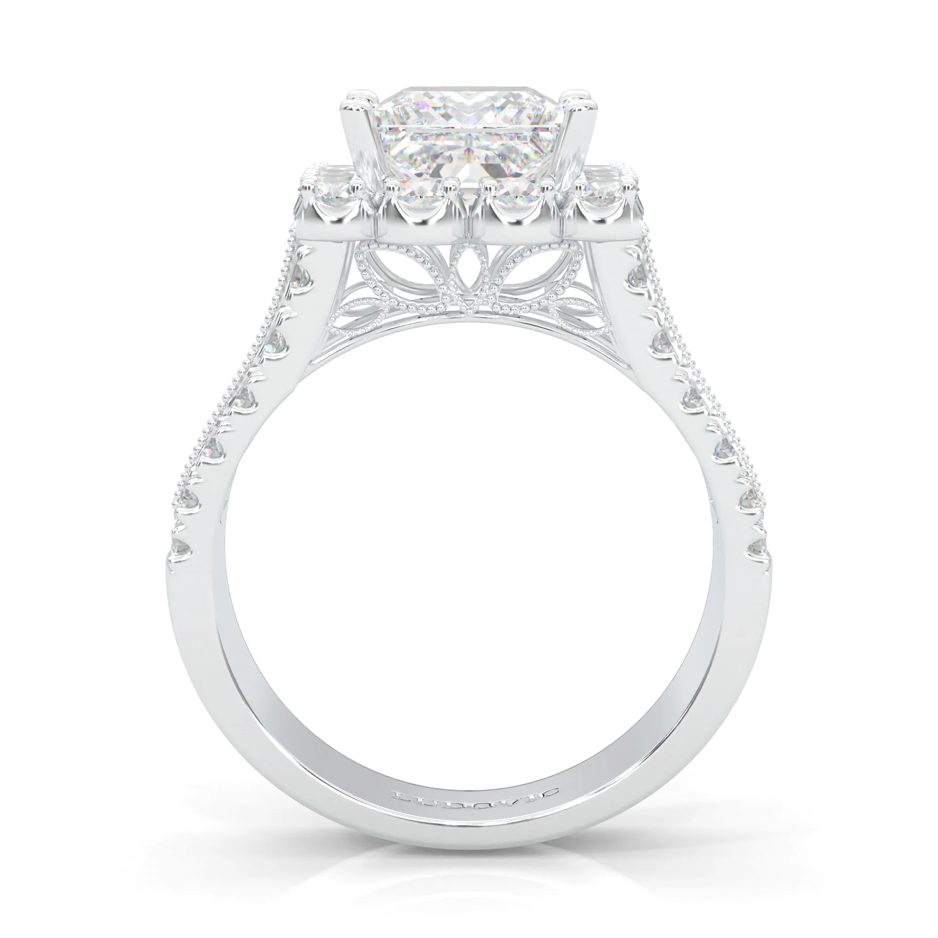 The Princess Halo Cluster Cocktail Ring Platinum-Plated Silver - Image 6