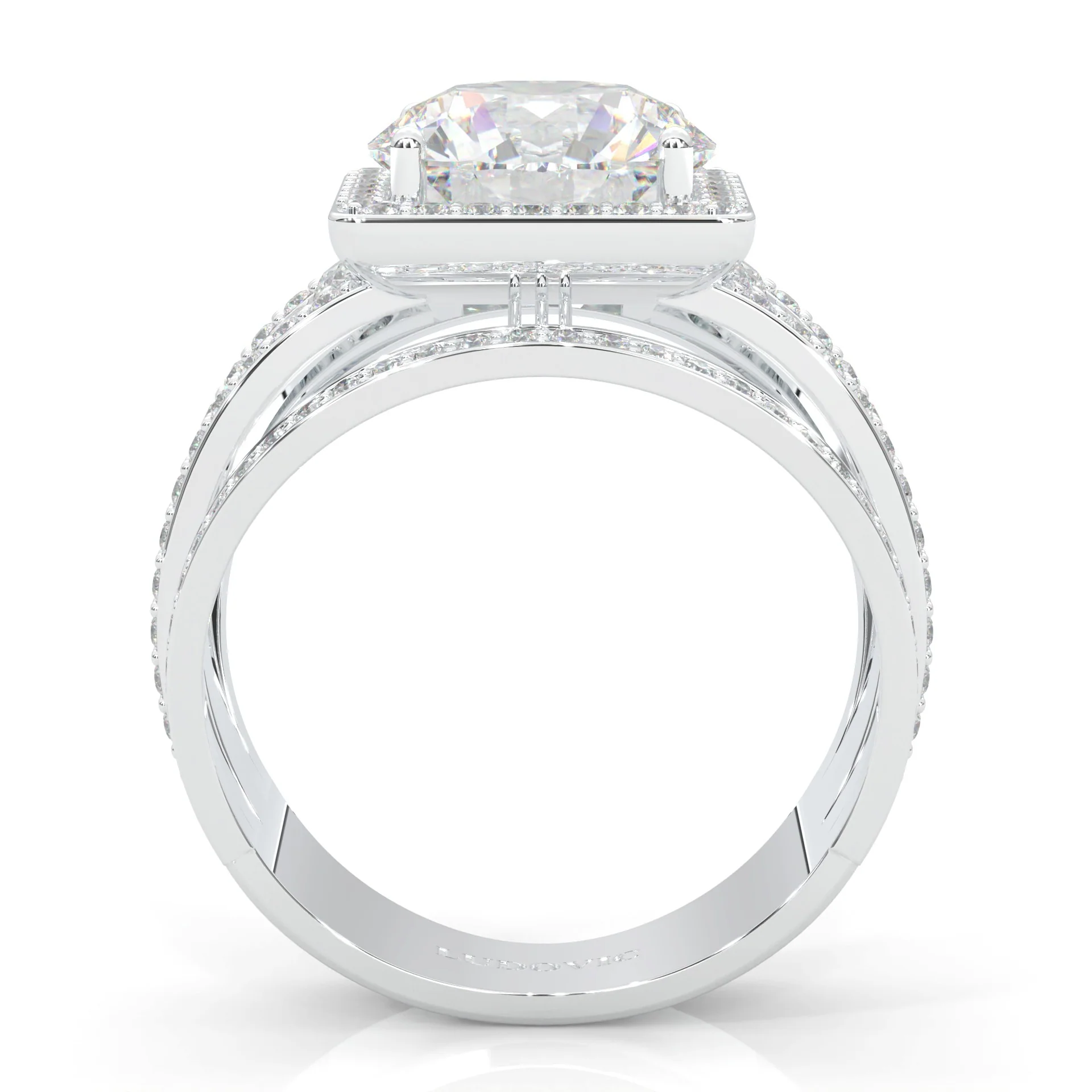 The Quad Halo Moissanite Cocktail Ring Platinum-Plated Silver - Image 5