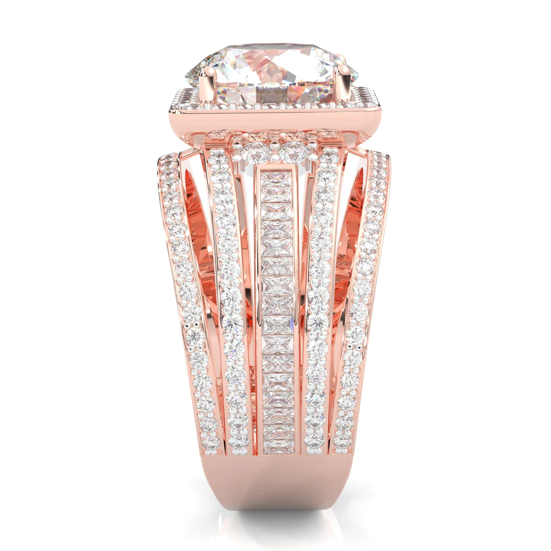 The Quad Halo Moissanite Engagement Ring ( Rose Gold 14k) - Image 4