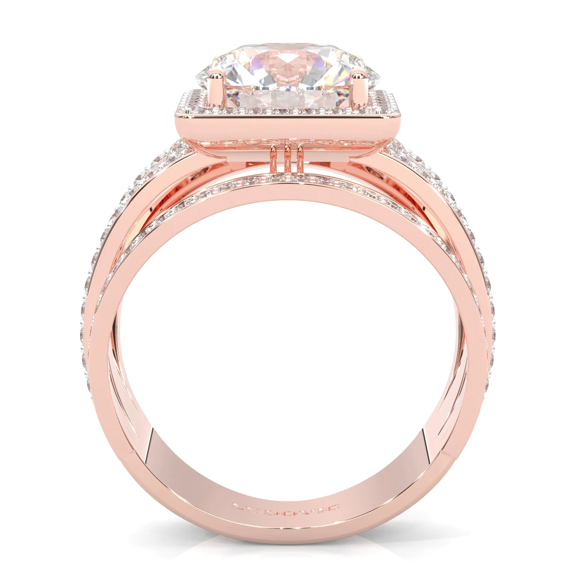 The Quad Halo Moissanite Engagement Ring ( Rose Gold 14k) - Image 5