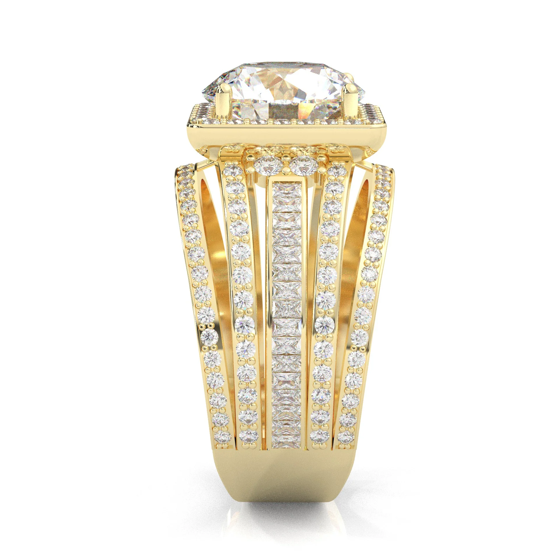 The Quad Halo Moissanite Engagement Ring ( Yellow Gold 14k) - Image 4