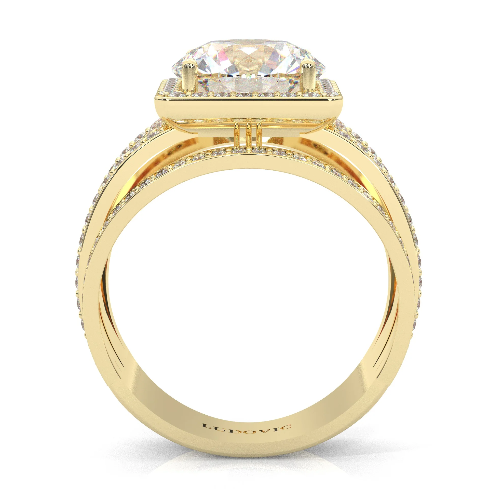The Quad Halo Moissanite Engagement Ring ( Yellow Gold 14k) - Image 5