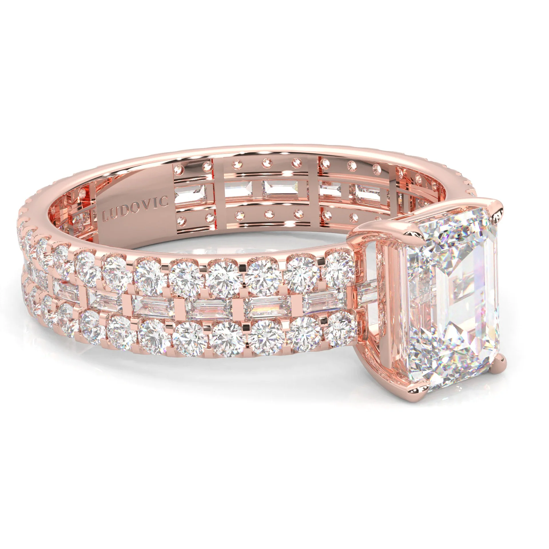 The Royal Emerald Cut Engagement Ring ( Rose Gold 14k) - Image 2