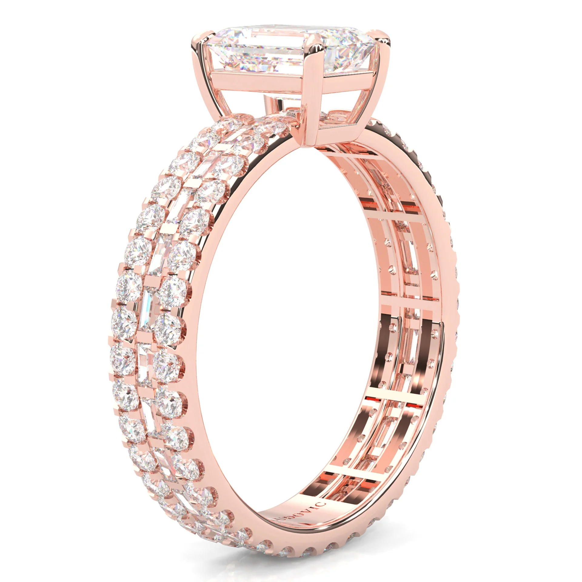 The Royal Emerald Cut Engagement Ring ( Rose Gold 14k) - Image 3