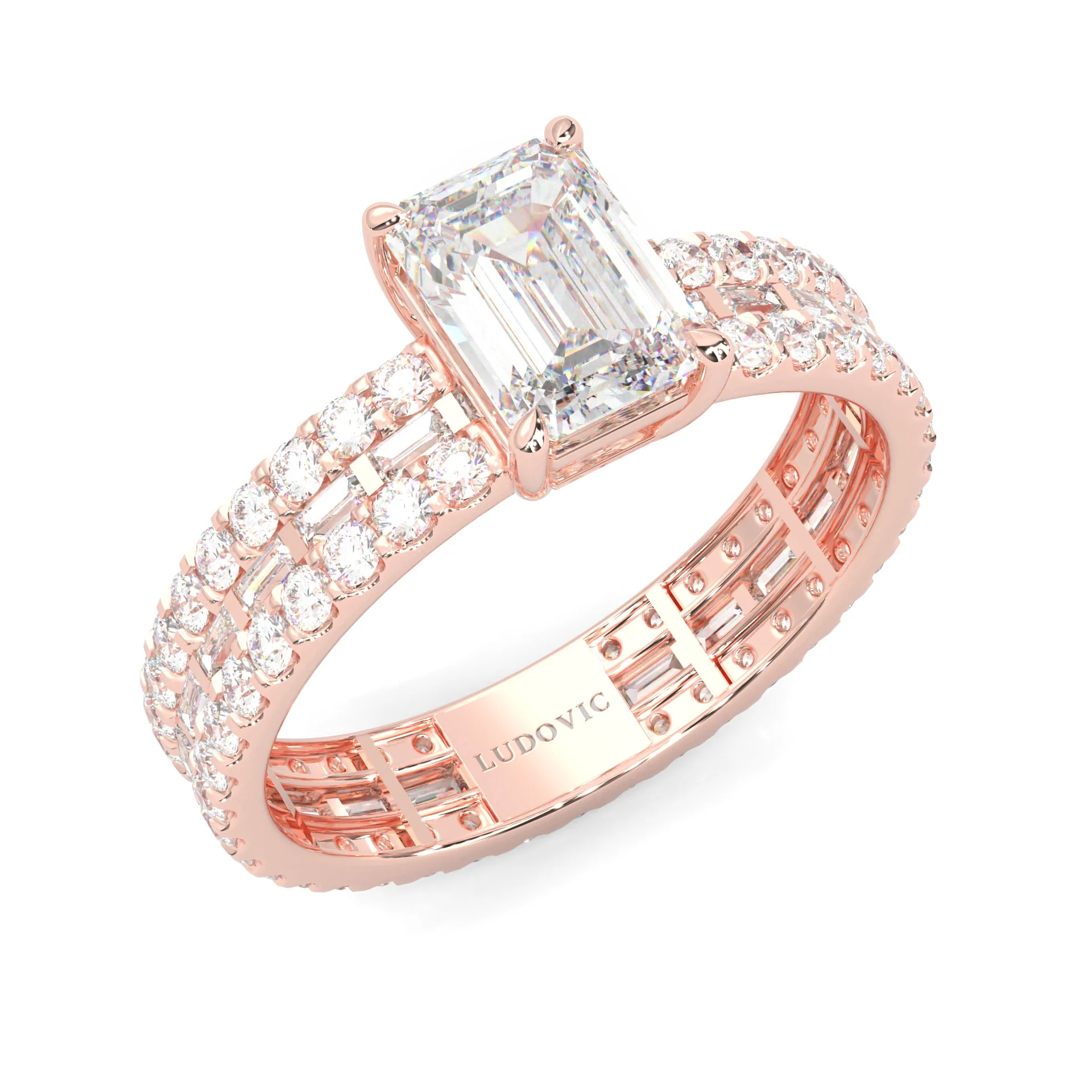 The Royal Emerald Cut Engagement Ring ( Rose Gold 14k) - Image 6