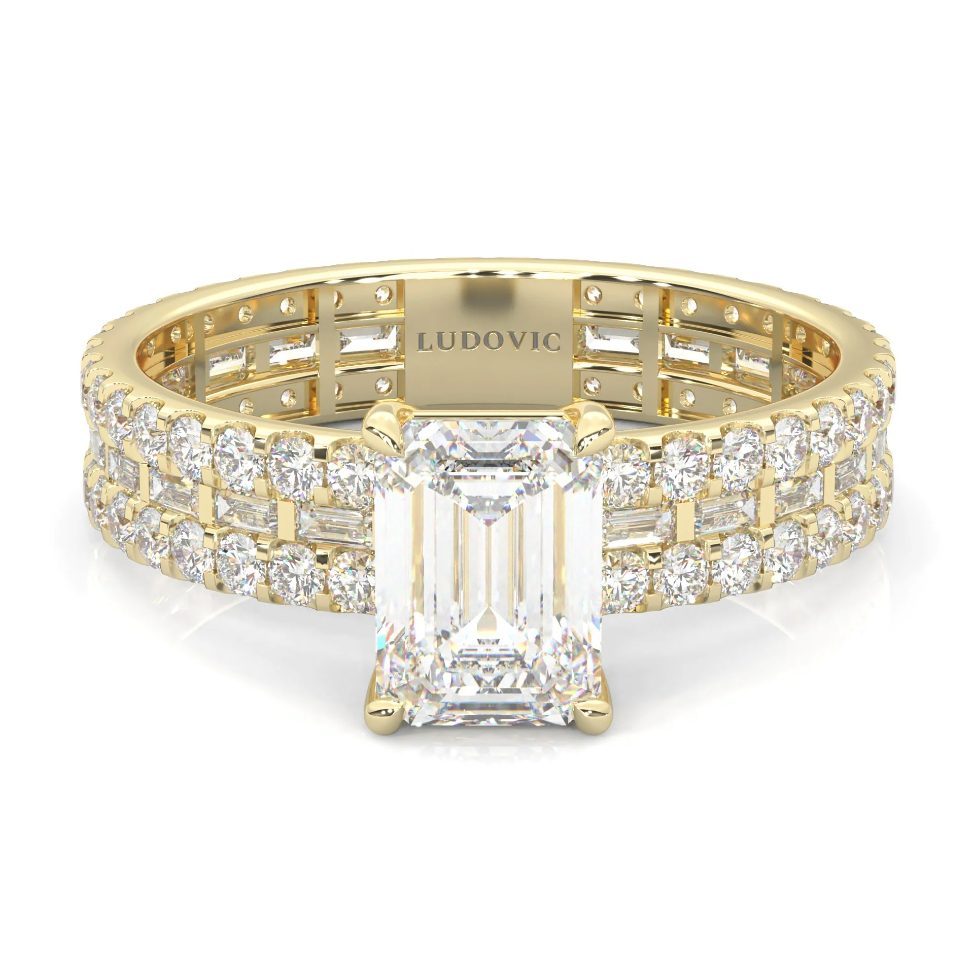 The Royal Emerald Cut Engagement Ring ( Yellow Gold 14k)