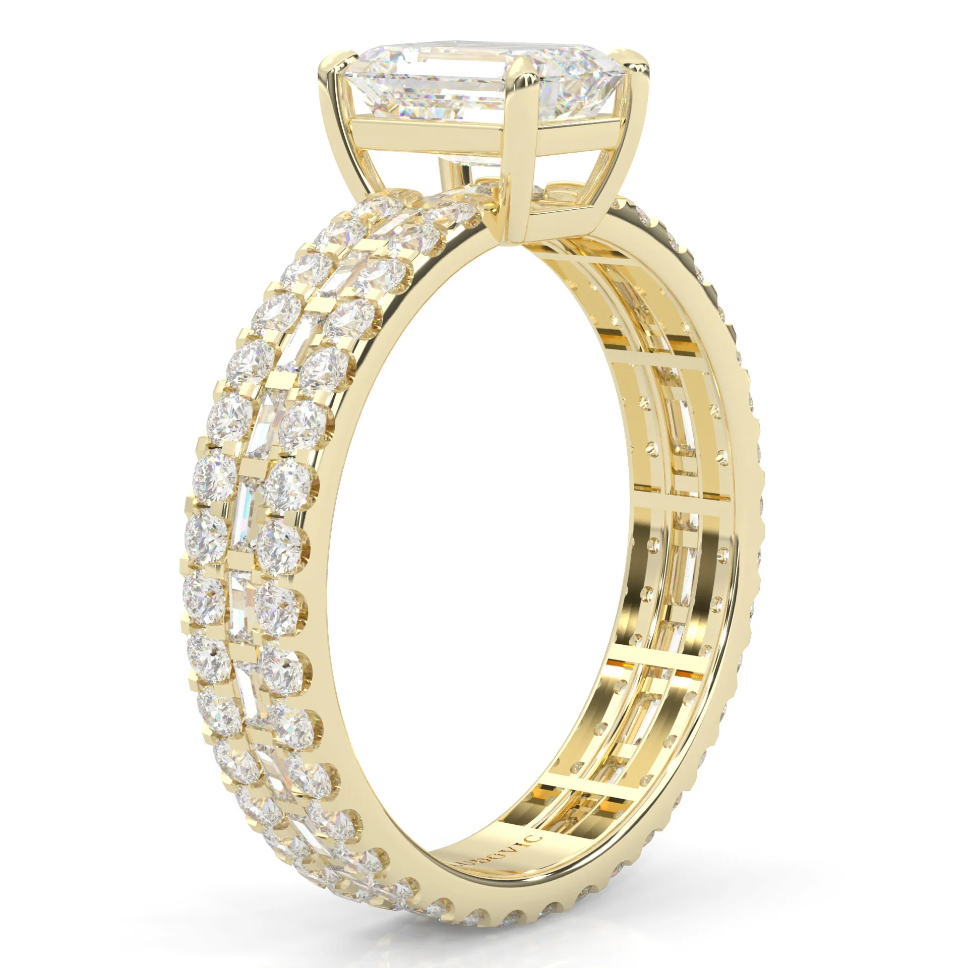 The Royal Emerald Cut Engagement Ring ( Yellow Gold 14k) - Image 3