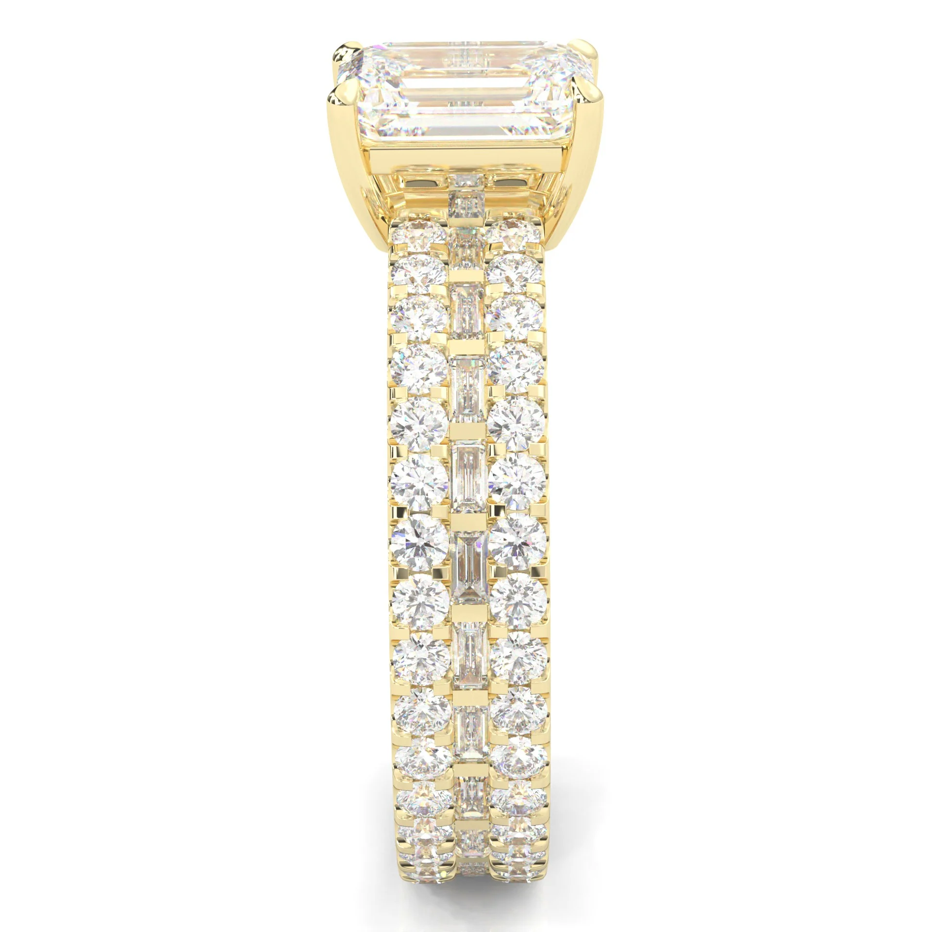 The Royal Emerald Cut Engagement Ring ( Yellow Gold 14k) - Image 4