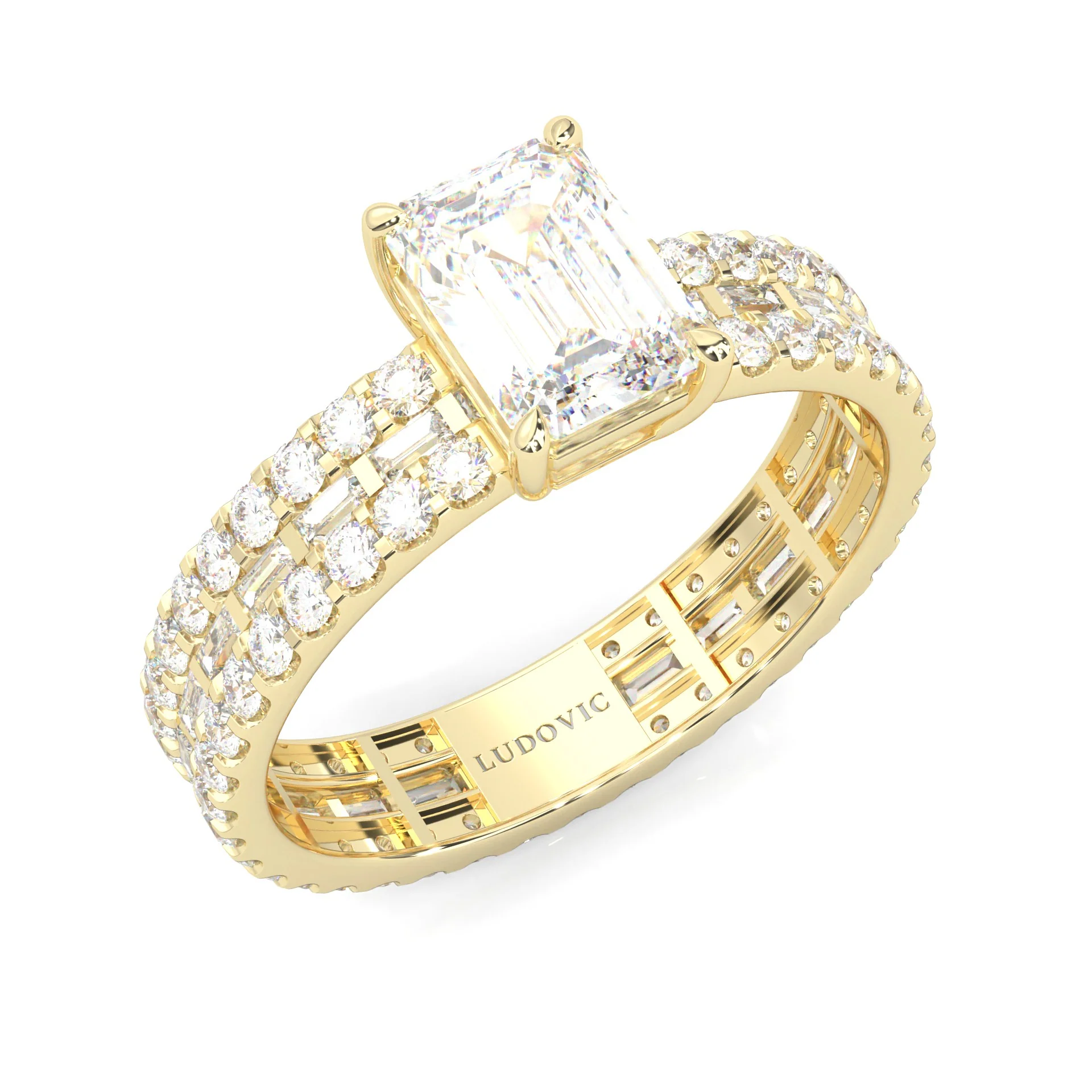 The Royal Emerald Cut Engagement Ring ( Yellow Gold 14k) - Image 6