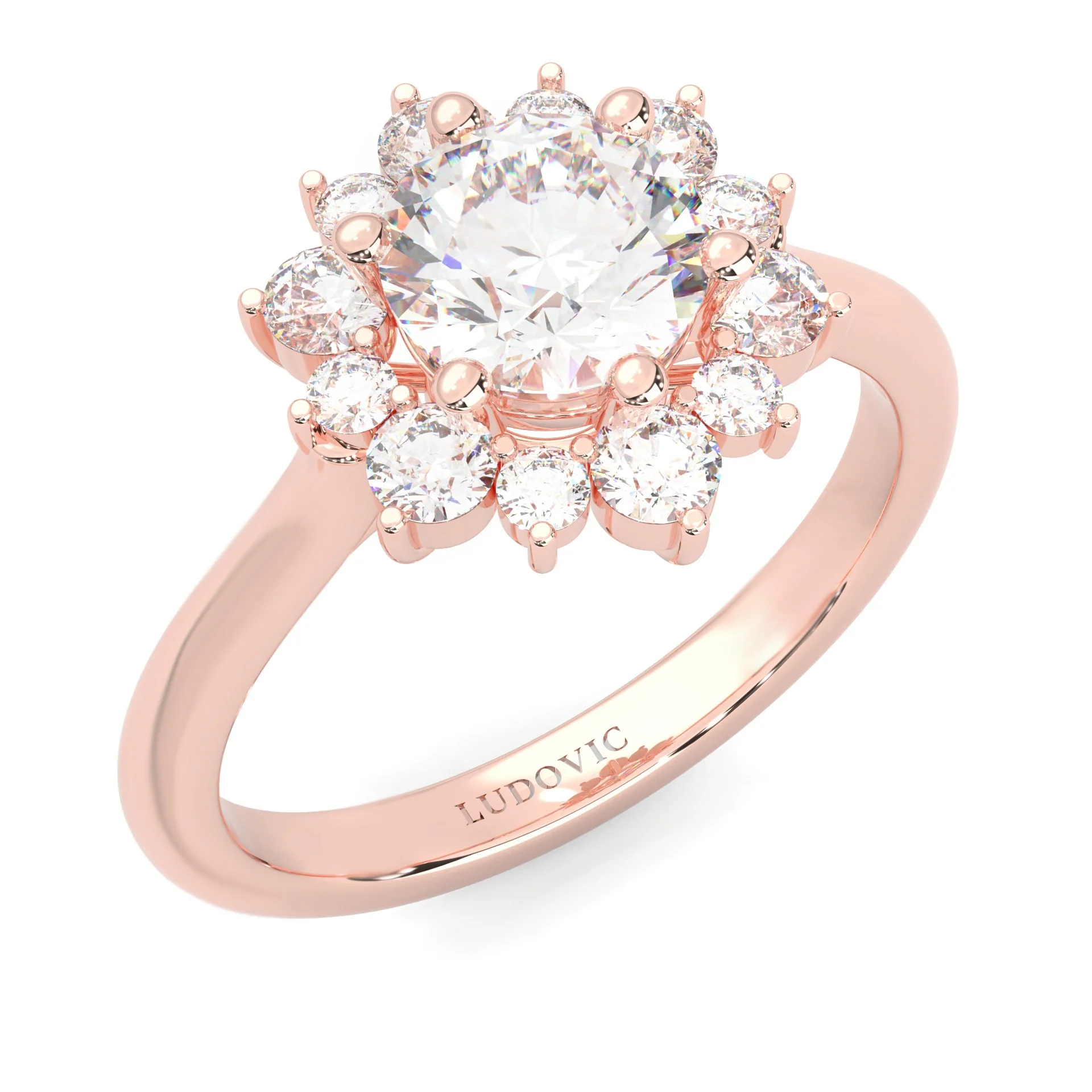 The Starburst Stream Solitaire Engagement Ring ( Rose Gold 14k) - Image 6