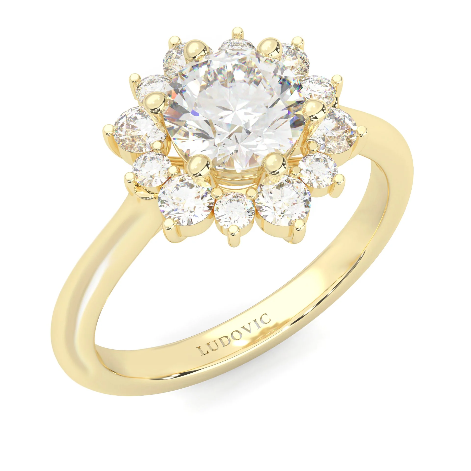 The Starburst Stream Solitaire Engagement Ring ( Yellow Gold 14k) - Image 6