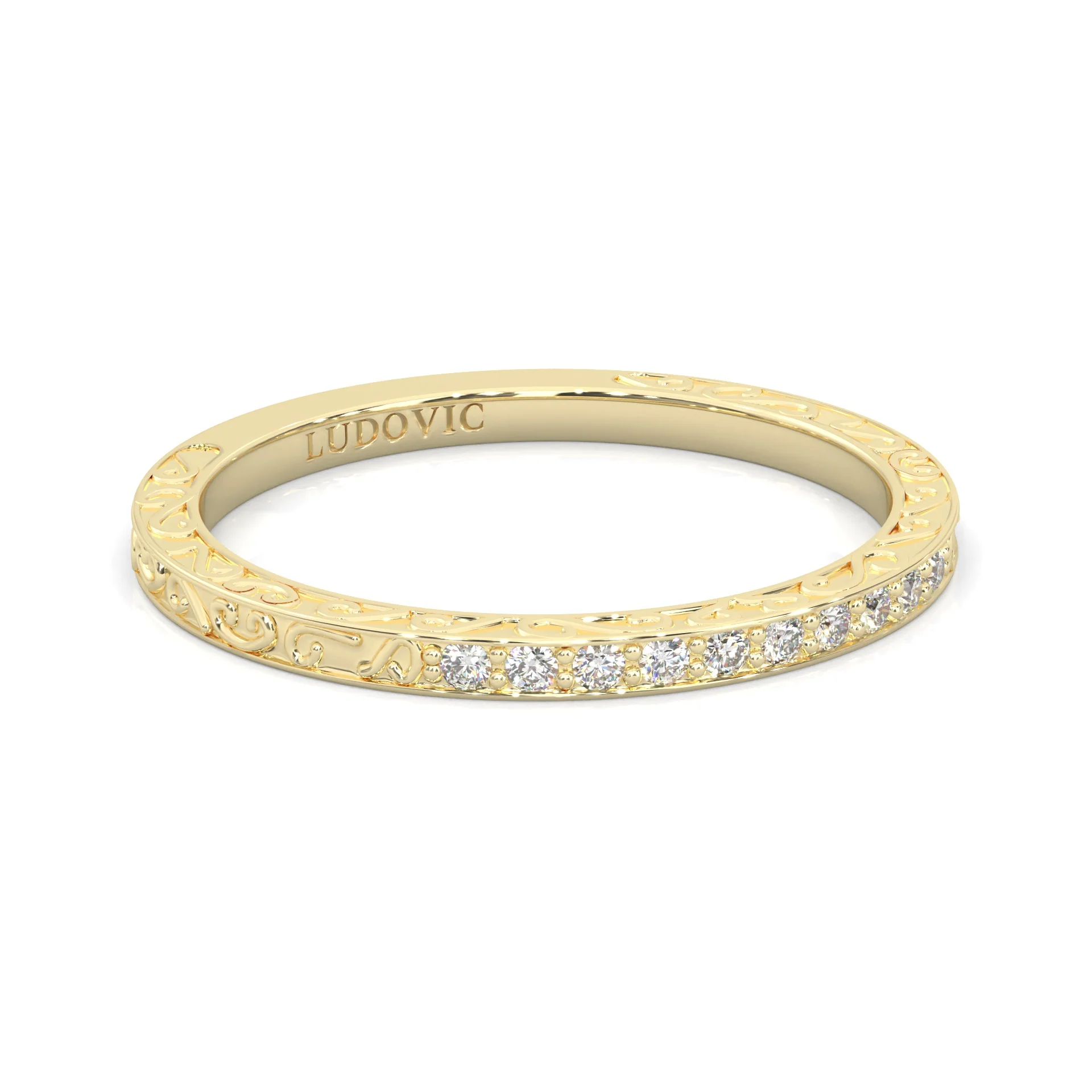 The Vintage Lunar Moissanite Wedding Set (14k Solid Yellow Gold) - Image 10