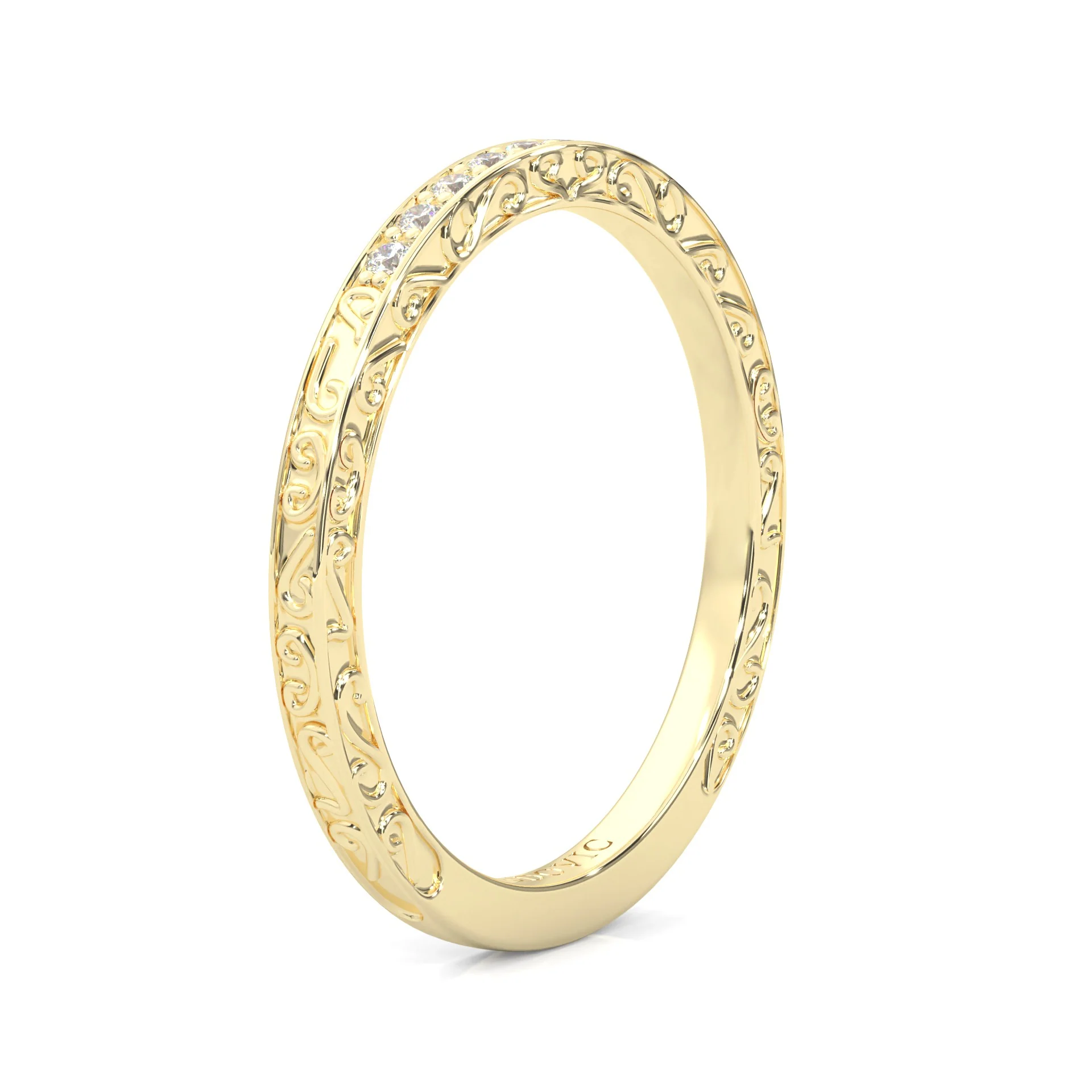 The Vintage Lunar Moissanite Wedding Set (14k Solid Yellow Gold) - Image 12