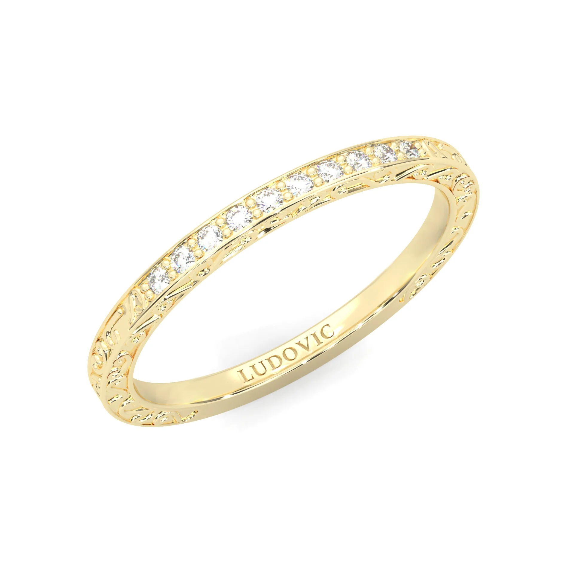 The Vintage Lunar Moissanite Wedding Set (14k Solid Yellow Gold) - Image 14