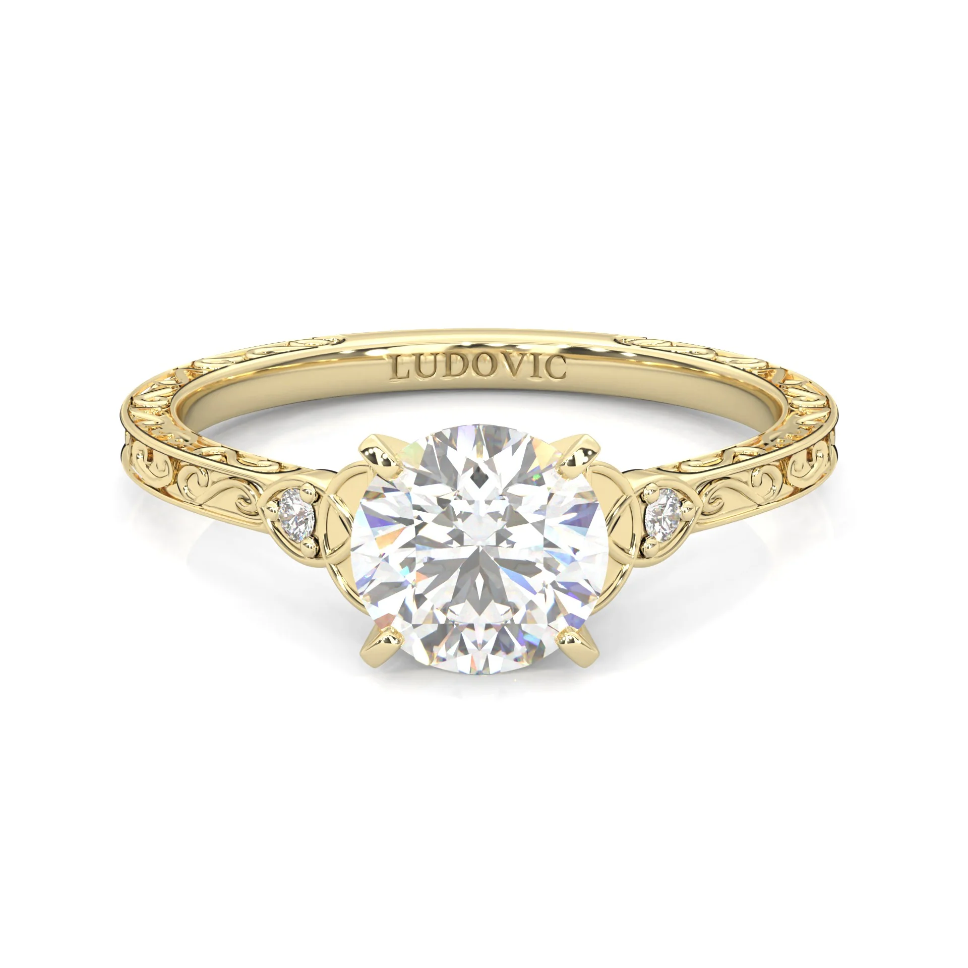 The Vintage Lunar Moissanite Wedding Set (14k Solid Yellow Gold) - Image 3