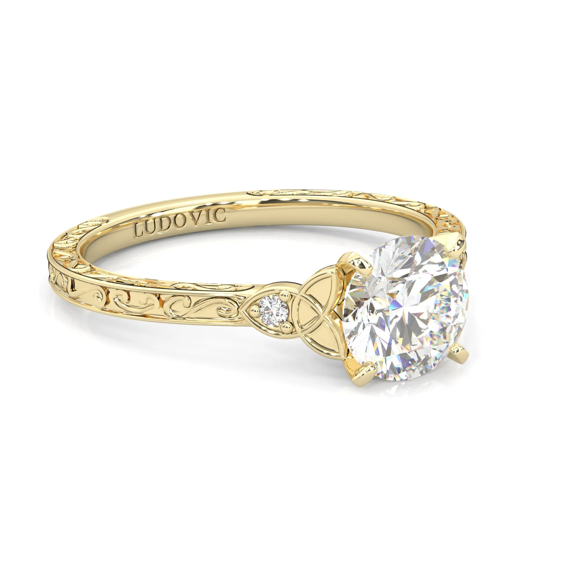 The Vintage Lunar Moissanite Wedding Set (14k Solid Yellow Gold) - Image 4