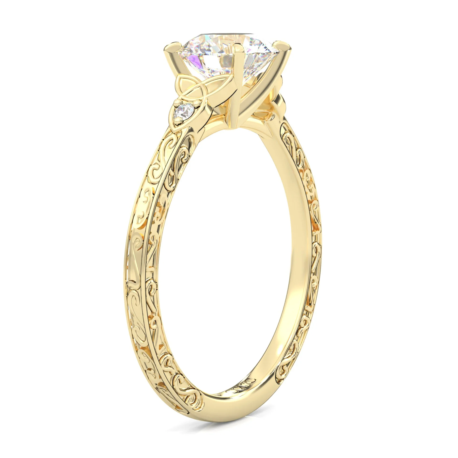 The Vintage Lunar Moissanite Wedding Set (14k Solid Yellow Gold) - Image 6