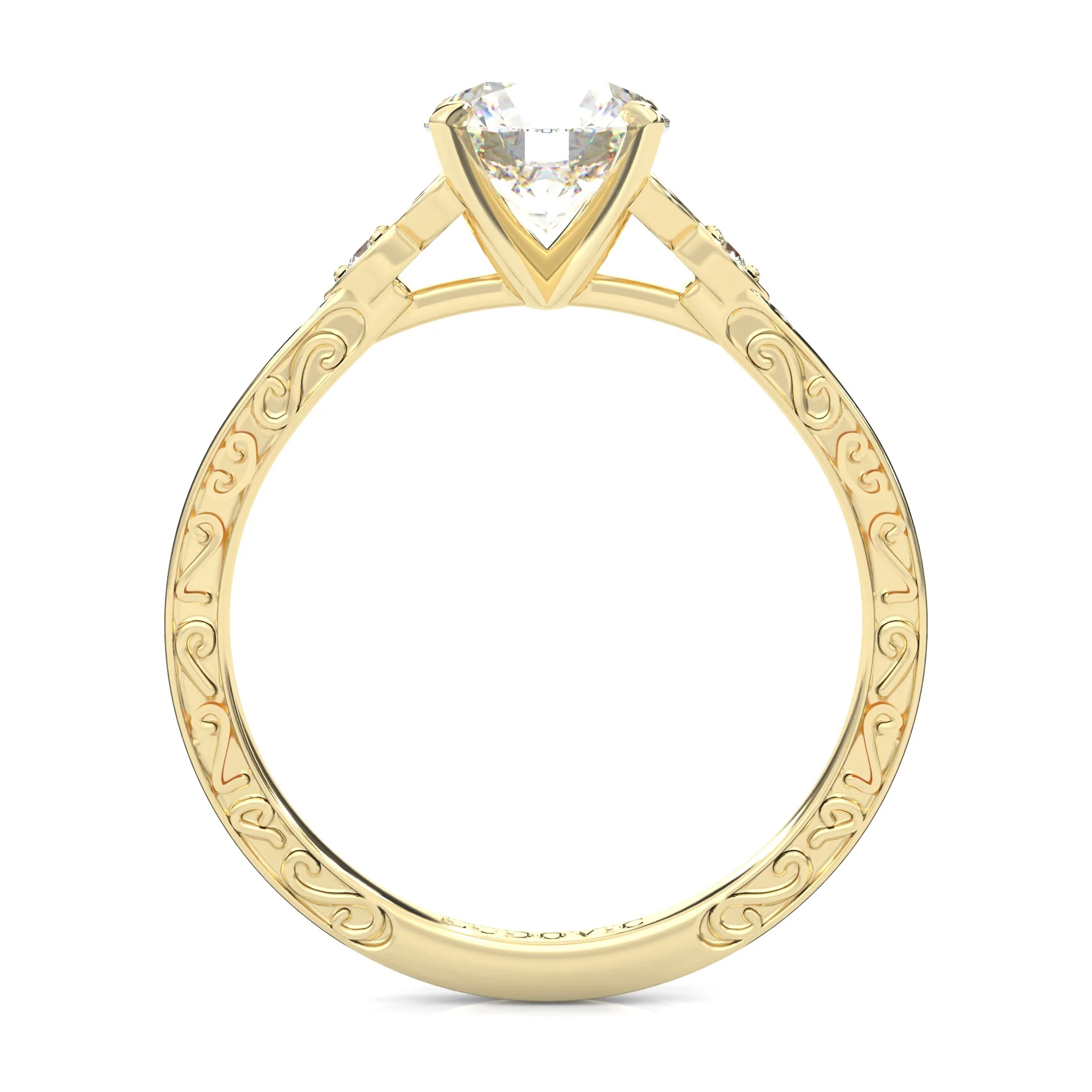 The Vintage Lunar Moissanite Wedding Set (14k Solid Yellow Gold) - Image 7