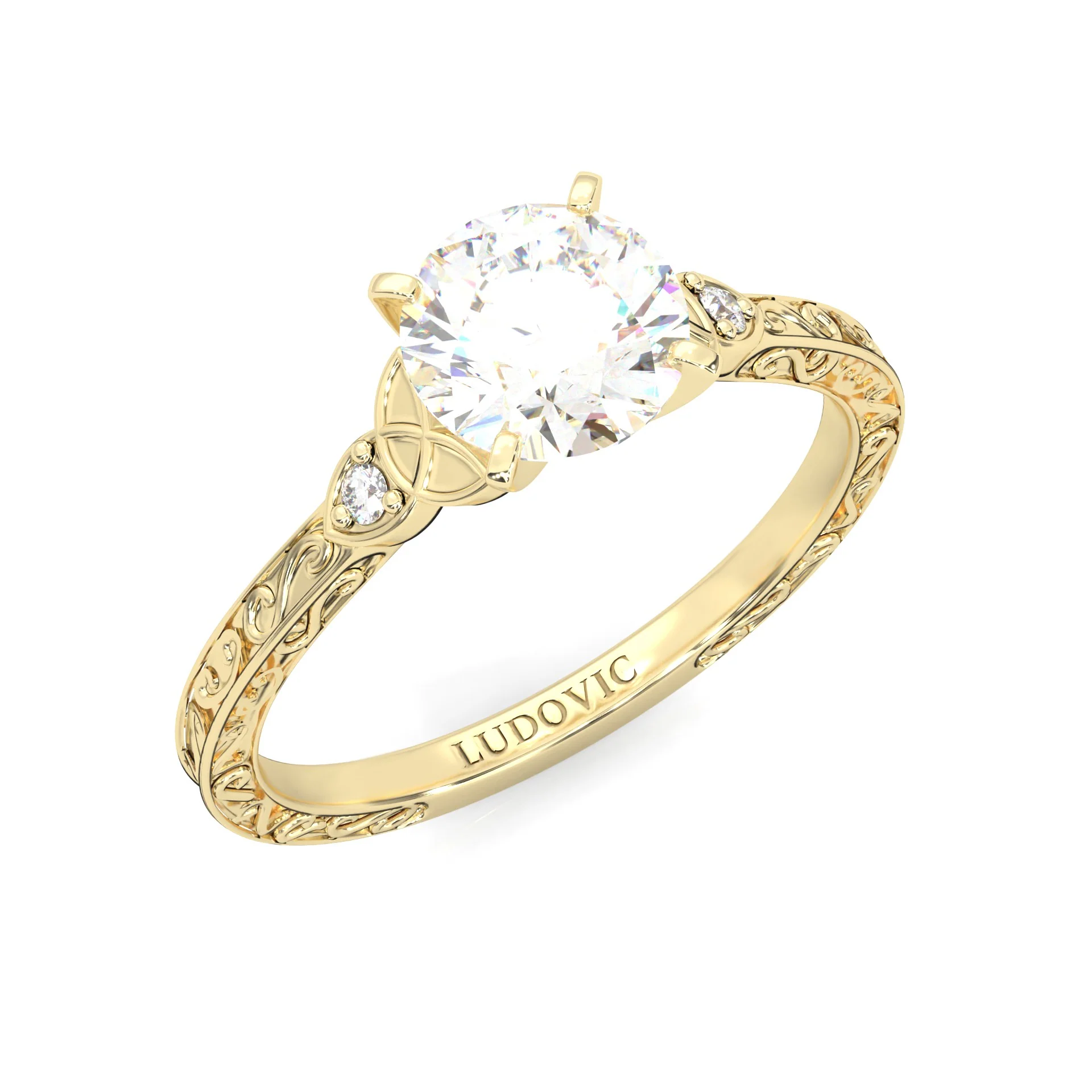 The Vintage Lunar Moissanite Wedding Set (14k Solid Yellow Gold) - Image 8