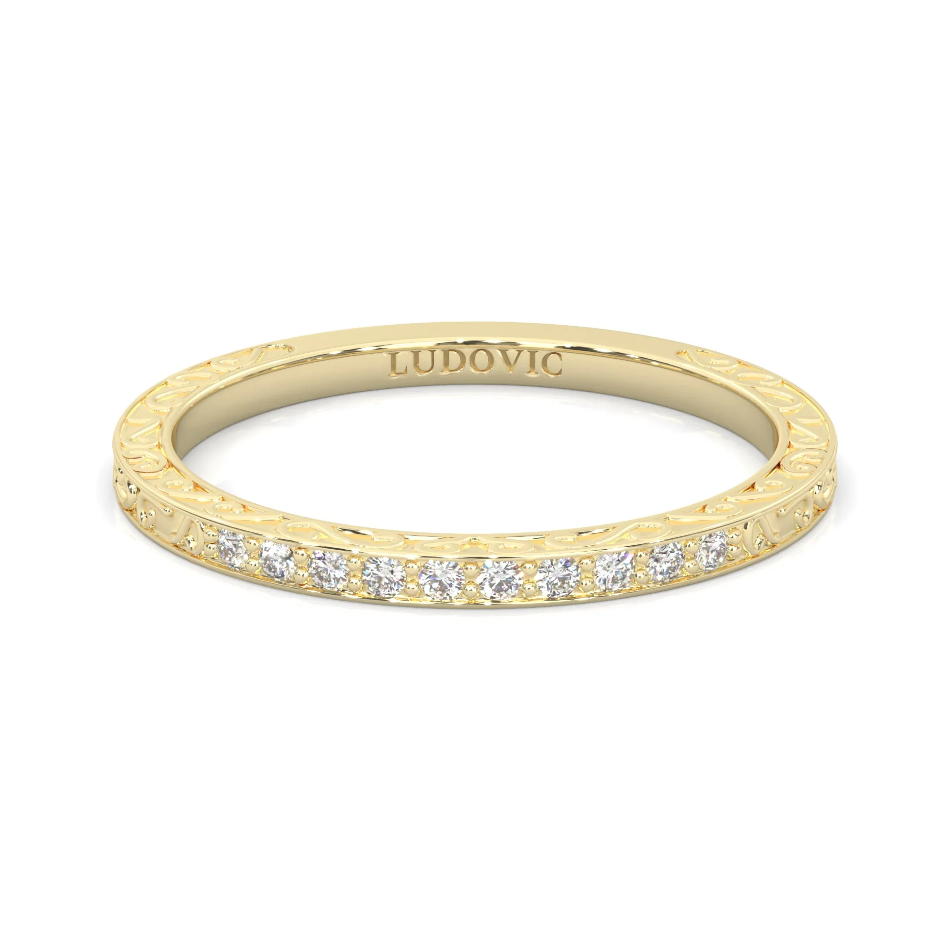 The Vintage Lunar Moissanite Wedding Set (14k Solid Yellow Gold) - Image 9
