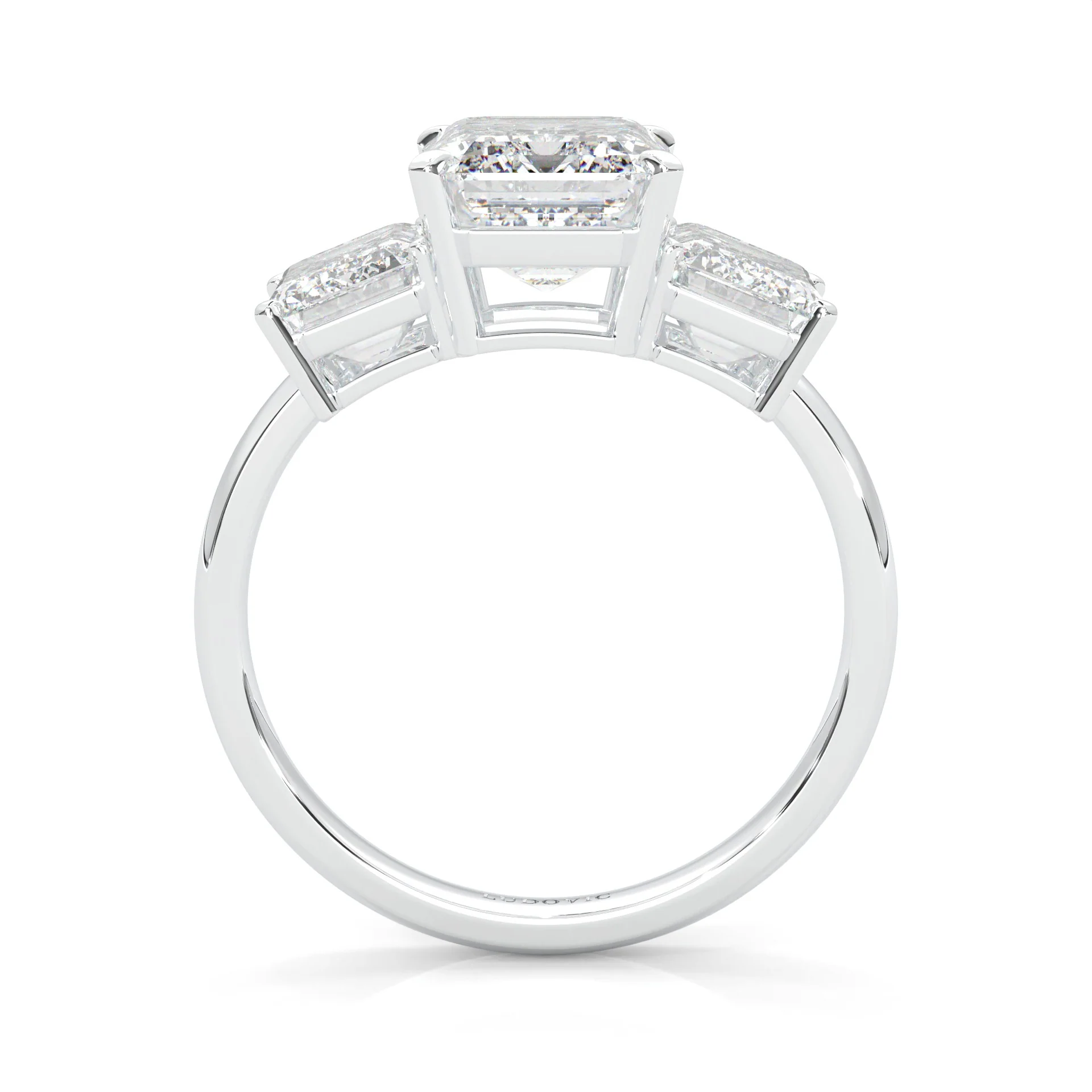 Three Stones Emerald Cut Moissanite Ring (14k Solid Gold) - Image 4