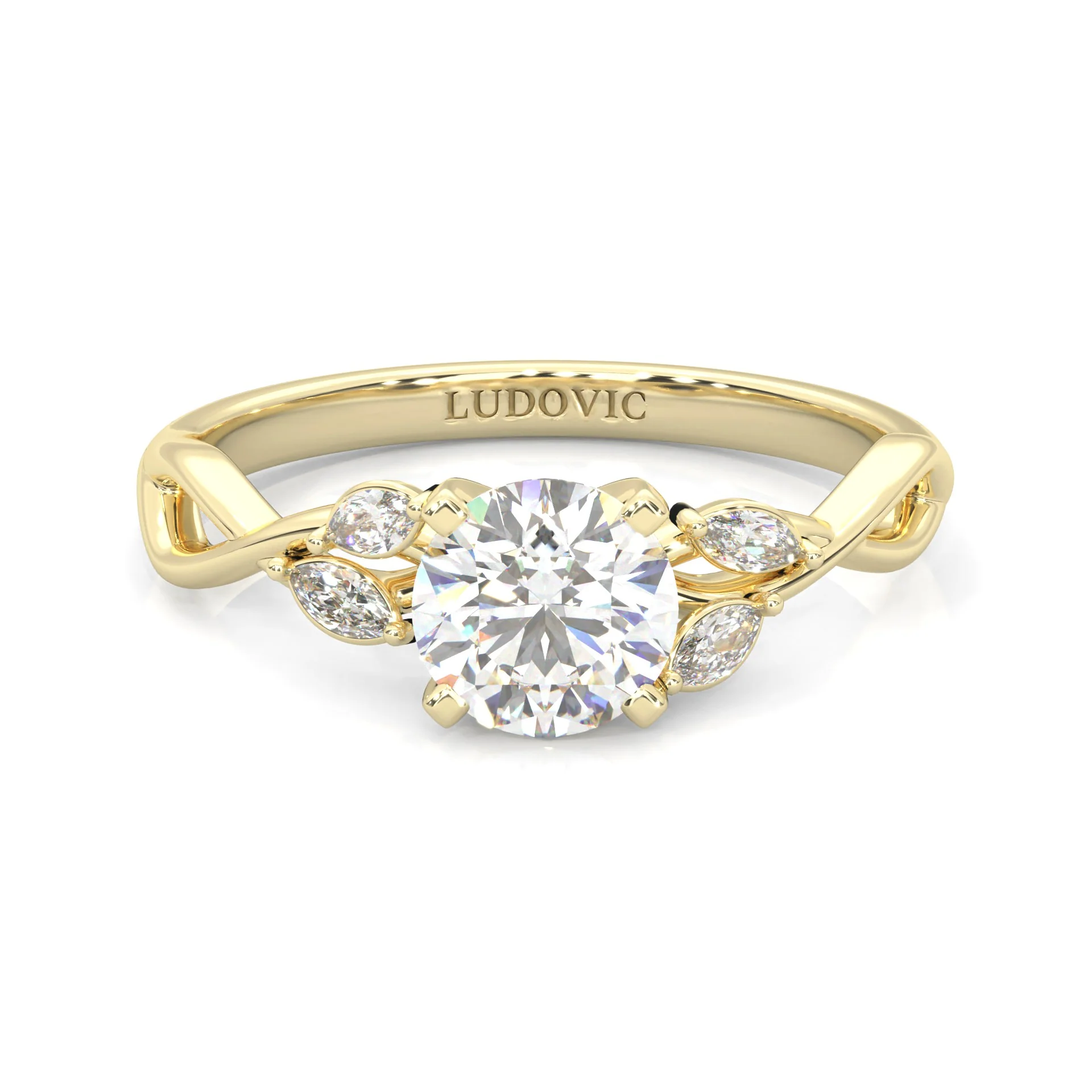 Unique Twist Wedding Set (14k Solid Yellow Gold) - Image 3