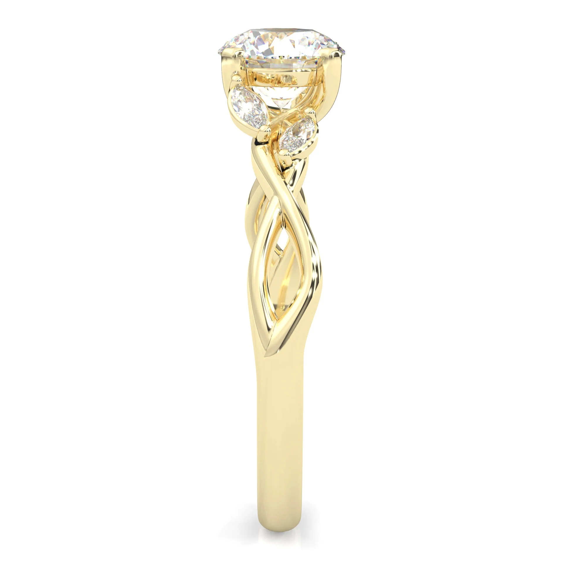 Unique Twist Wedding Set (14k Solid Yellow Gold) - Image 5