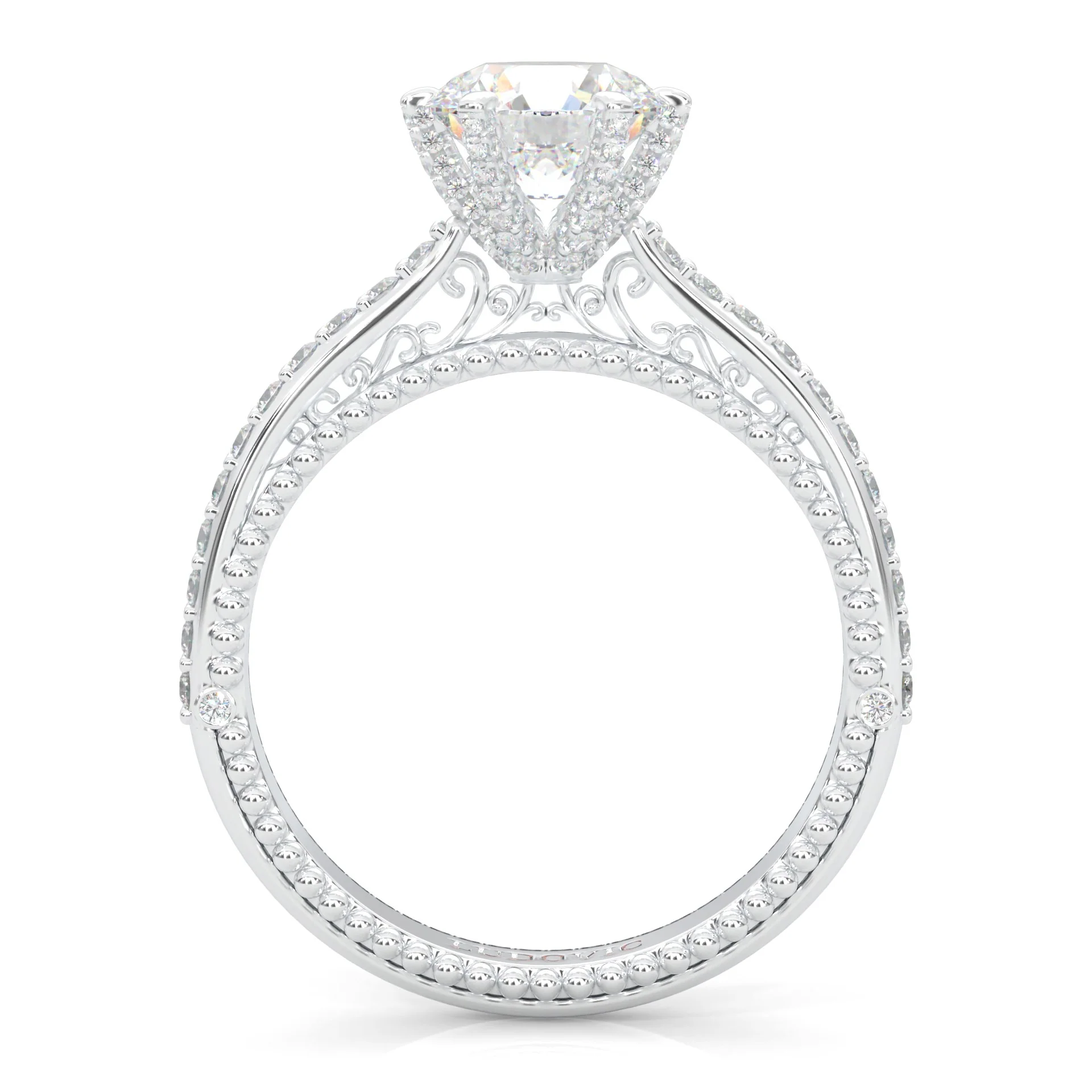 Unique Vintage Round Engagement Ring (14k Solid Gold) - Image 5