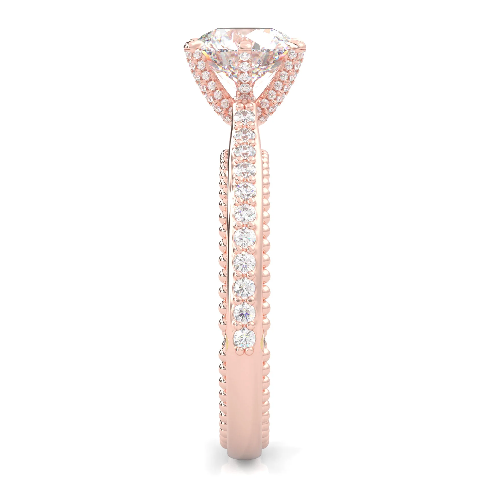Unique Vintage Round Engagement Ring ( Rose Gold 14k ) - Image 4