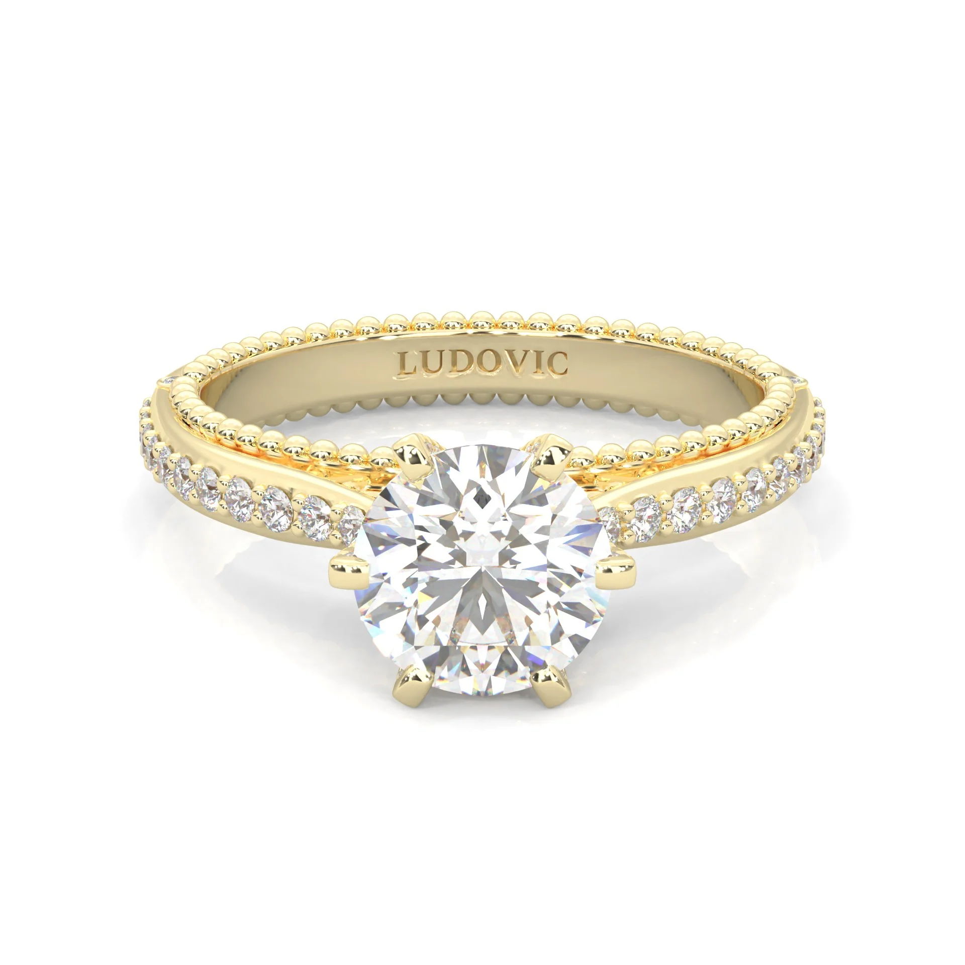 Unique Vintage Round Engagement Ring ( Yellow Gold 14k )