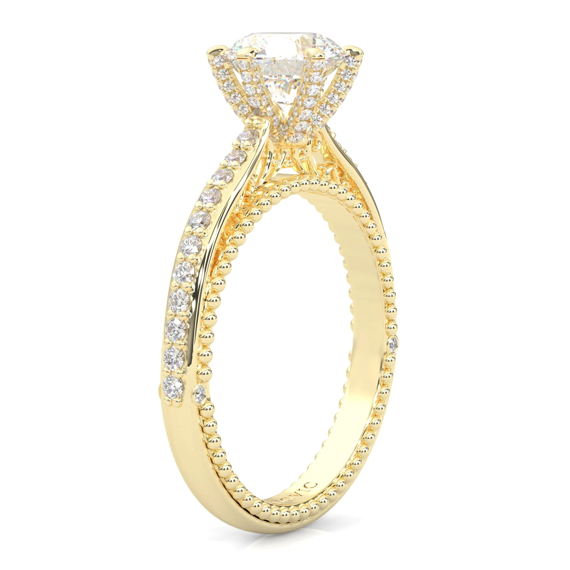 Unique Vintage Round Engagement Ring ( Yellow Gold 14k ) - Image 3