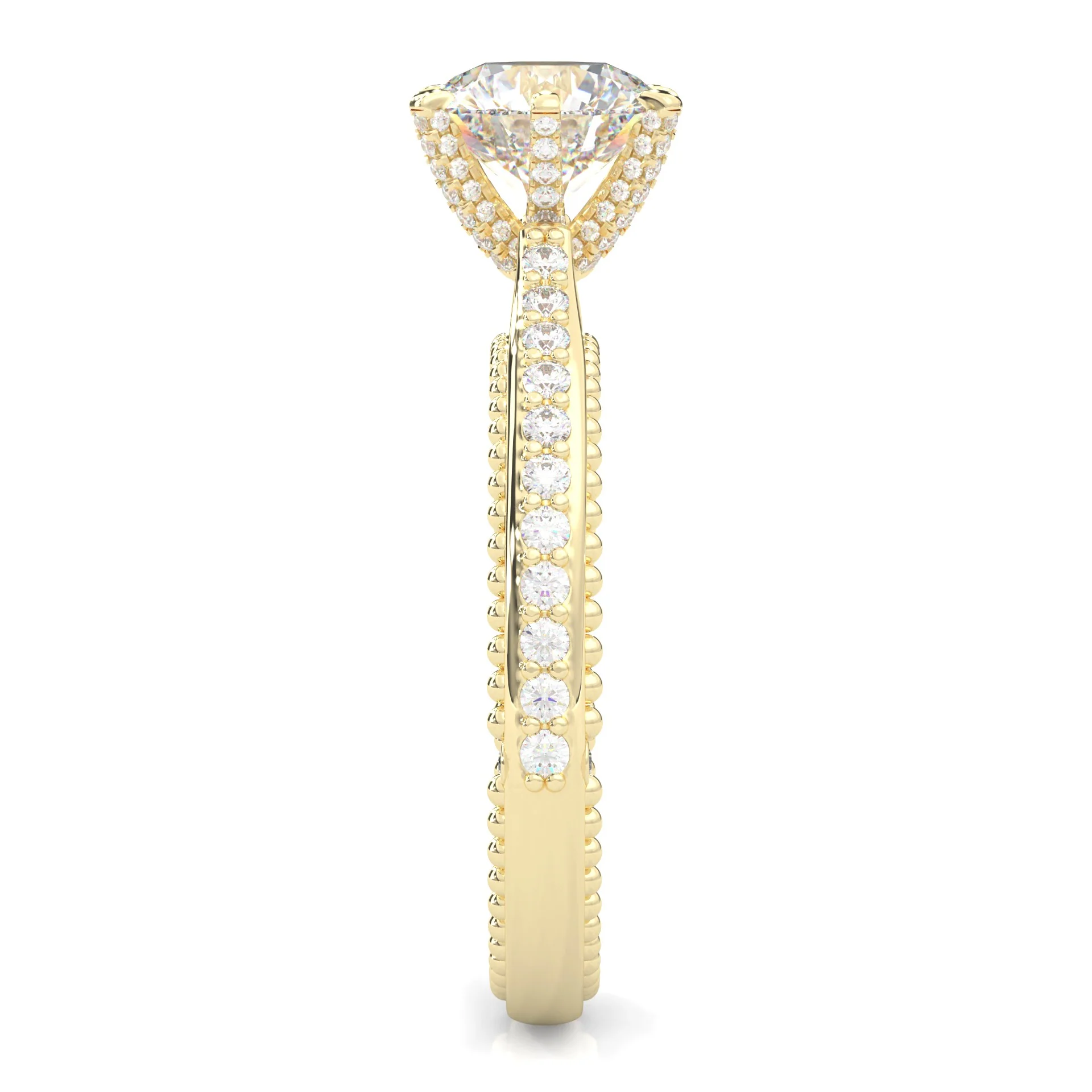 Unique Vintage Round Engagement Ring ( Yellow Gold 14k ) - Image 4