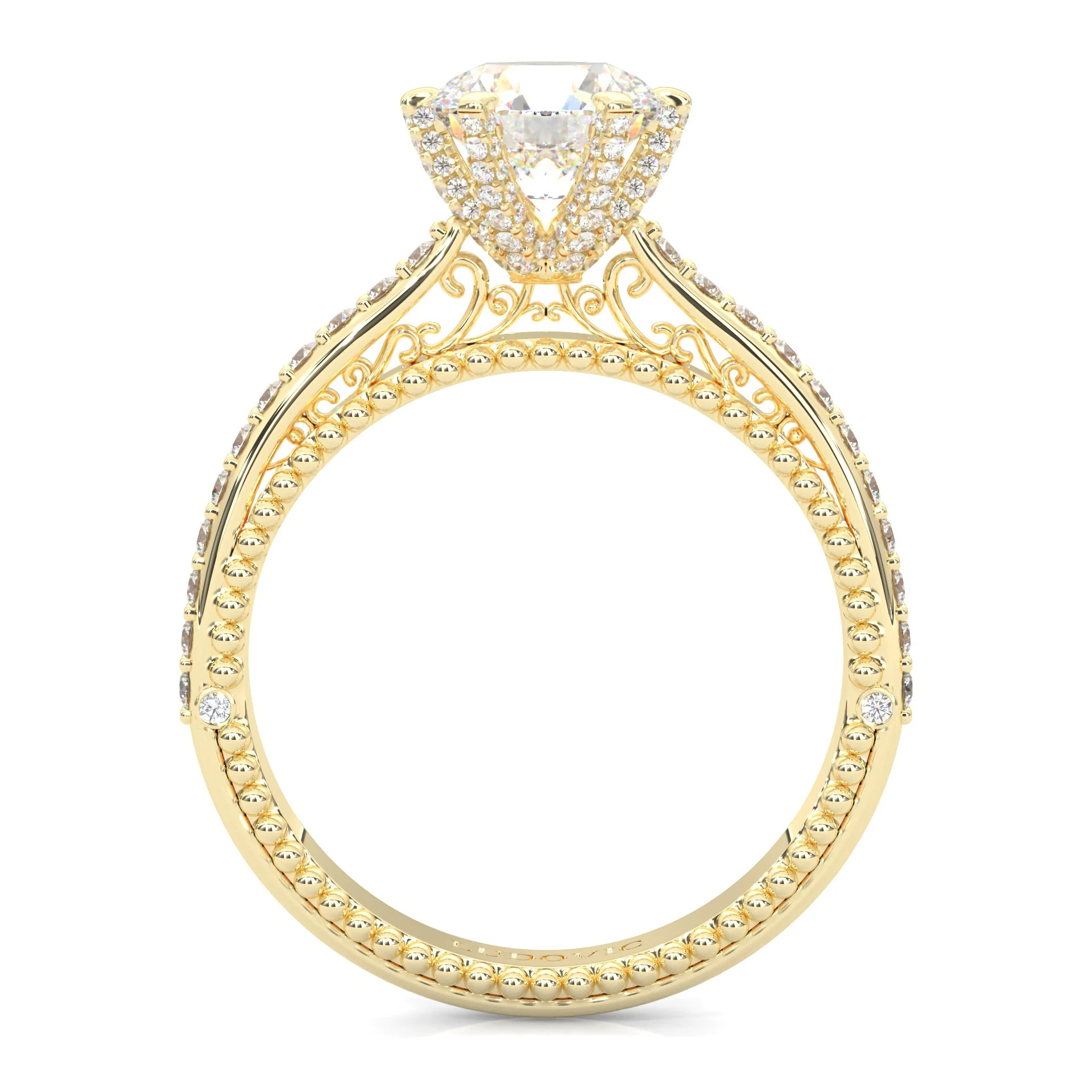 Unique Vintage Round Engagement Ring ( Yellow Gold 14k ) - Image 5