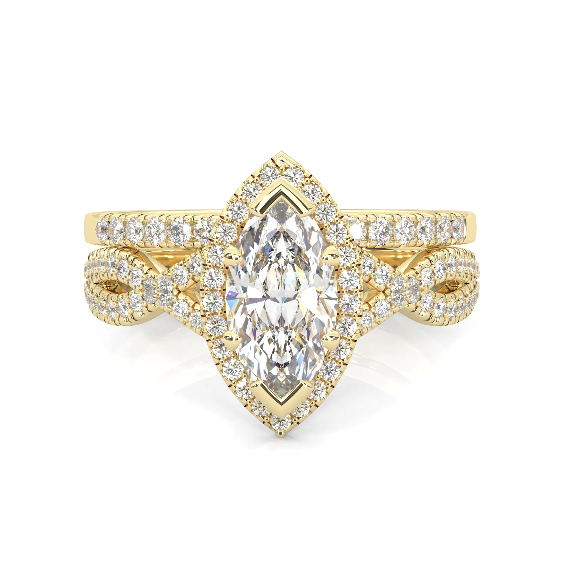 Wedding Set 4 (14k Solid Yellow Gold)