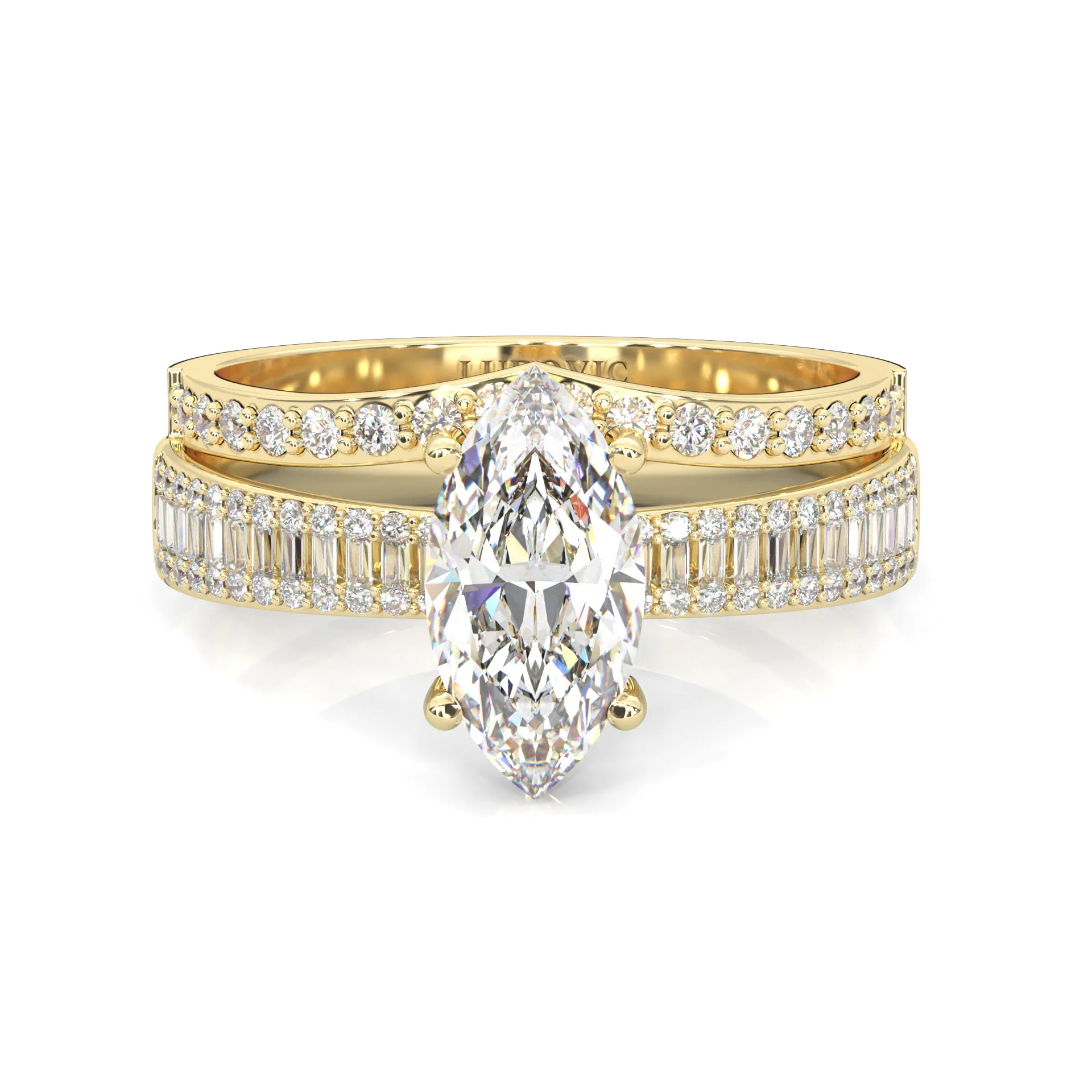 Wedding Set 7 (14k Solid Yellow Gold)
